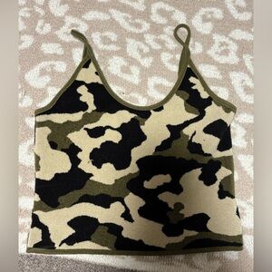 Camo knit tank top